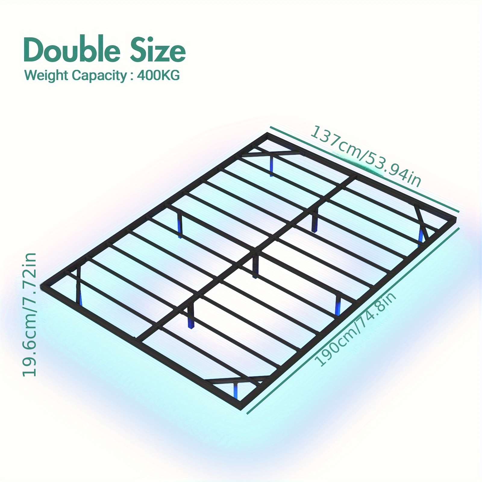 Advwin Modern Queen/Double Size Floating Bed Frame with Blue LED Lights - Heavy-Duty Metal Platform, USB Powered, Black - No Box Spring Needed, Perfect for Contemporary Bedroom Decor