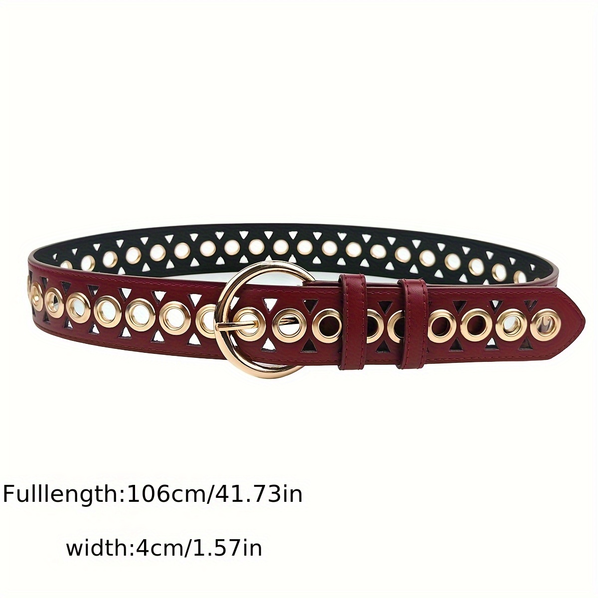 Ceinture Unisexe Punk En Simili Cuir - Breloques Métal - Réglable Jusqu'à 105 Cm - Noir Ou Rouge - Style Streetwear - 4