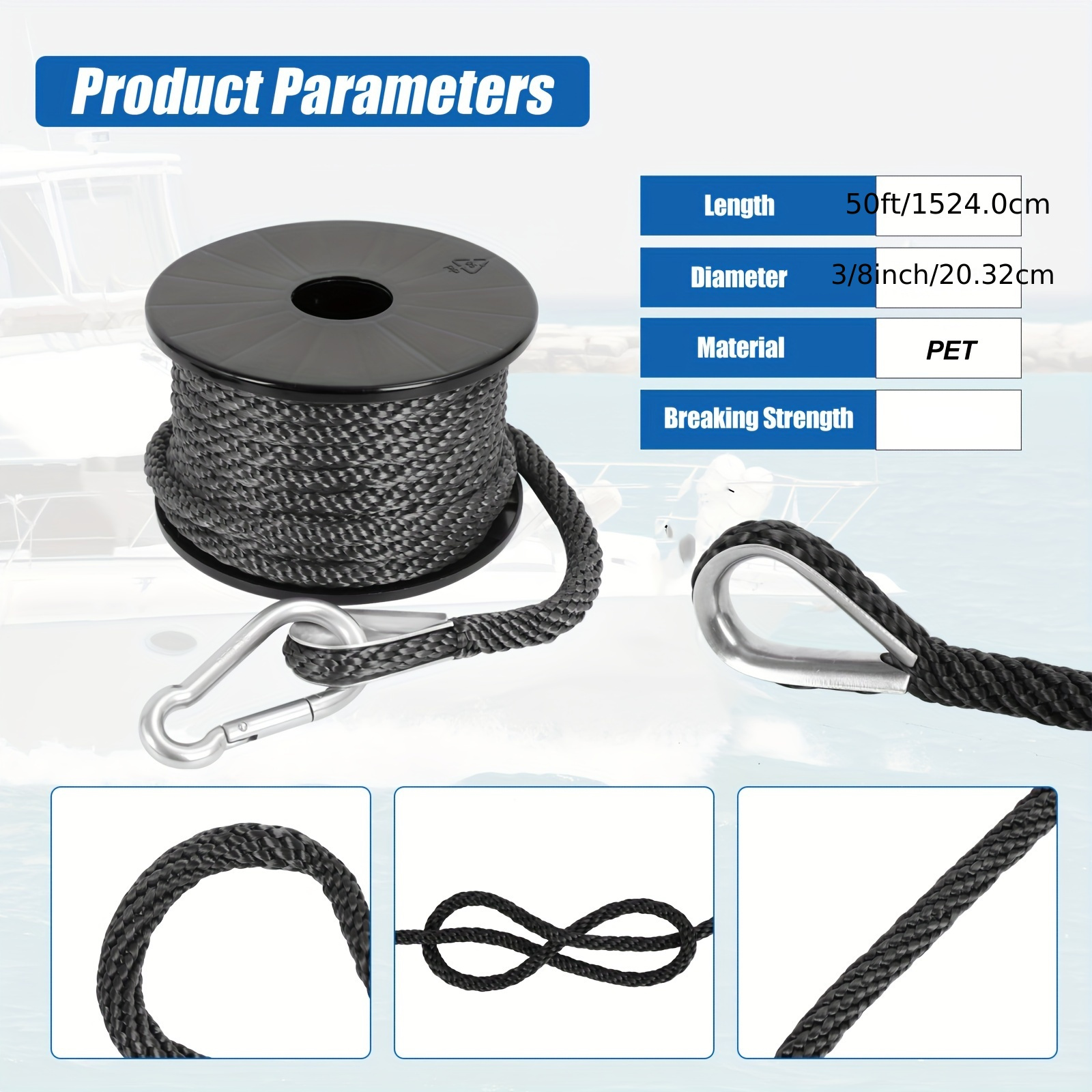 300FT OF NEW 10mm ANCHOR ROPE BOAT MOORING 1