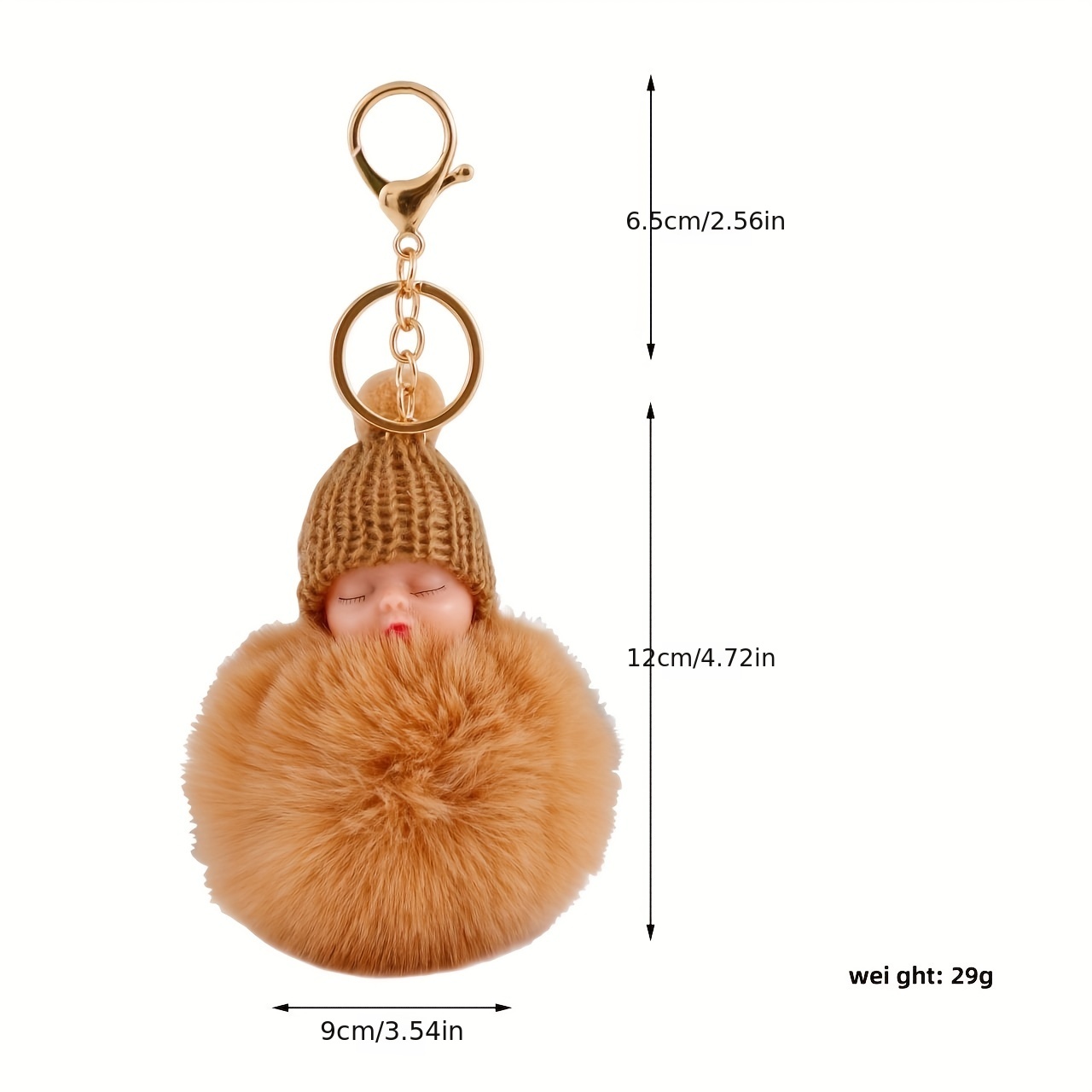 Doll Keychain, Doll Pompom Key Chains Sweet Gift Sleeping Girl Cute For  Children Over 3 Years Old For Wallets For Car Keys 