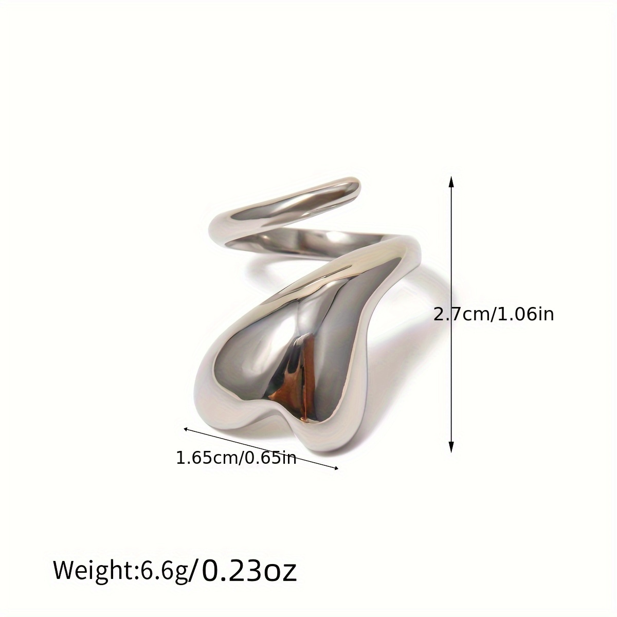 Heart Shaped Stainless Steel Twisted Open Ring