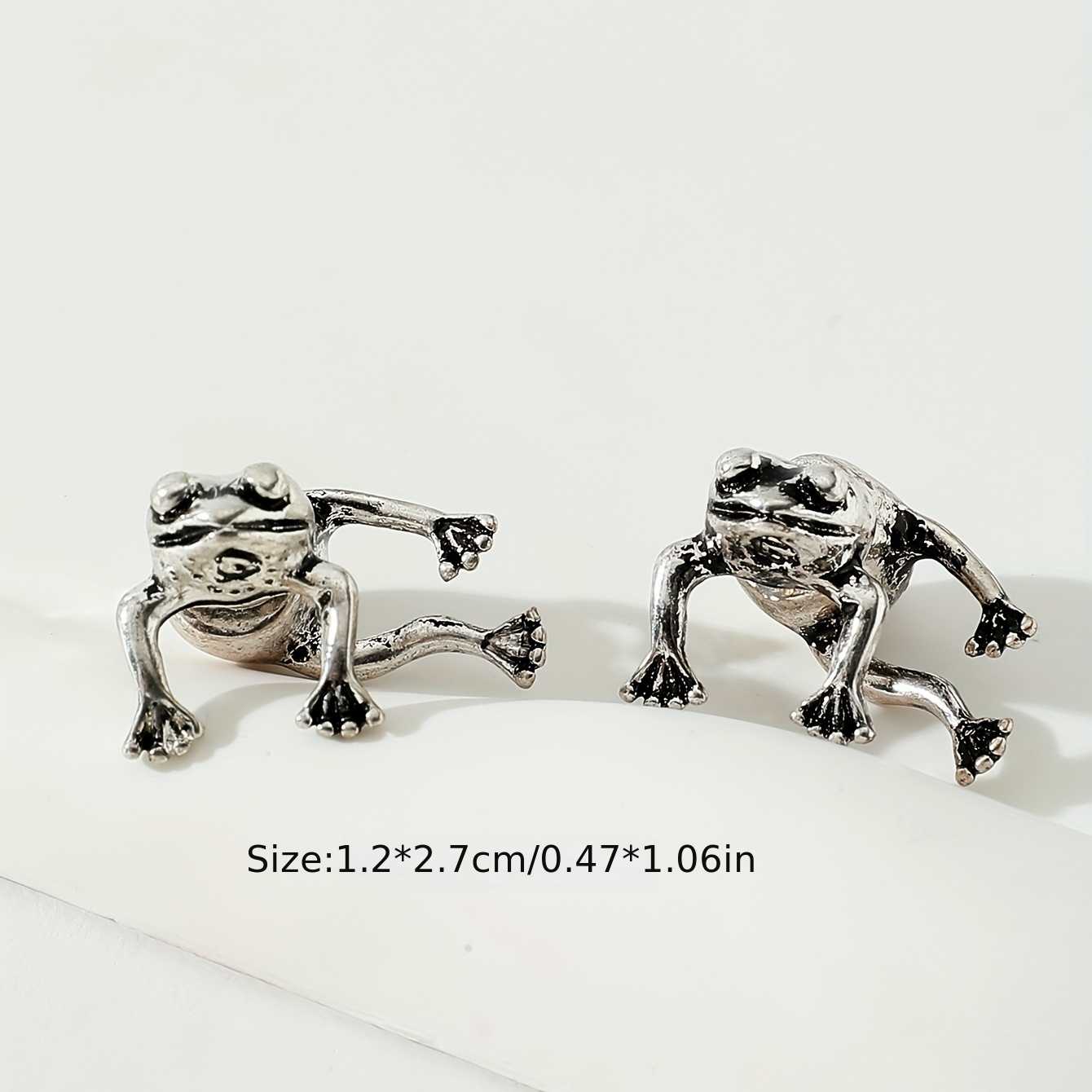 Vintage Frog Front & Back Earrings, 14K Plated