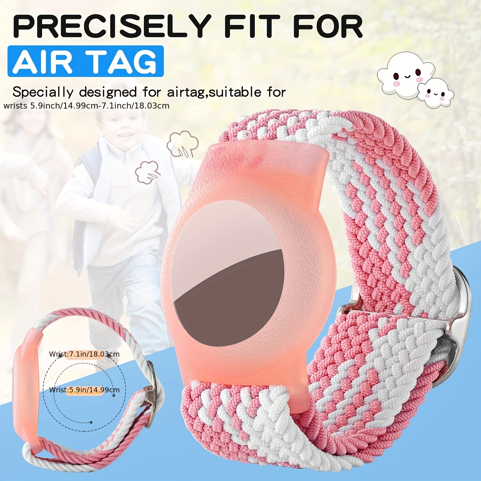 AirTag Bracelet for Kids, Apple Air Tag Protective Cover with Nylon  Wristband, Anti Lost GPS Trackers Case Cover Elastic Watch Band for  Toddlers Girls