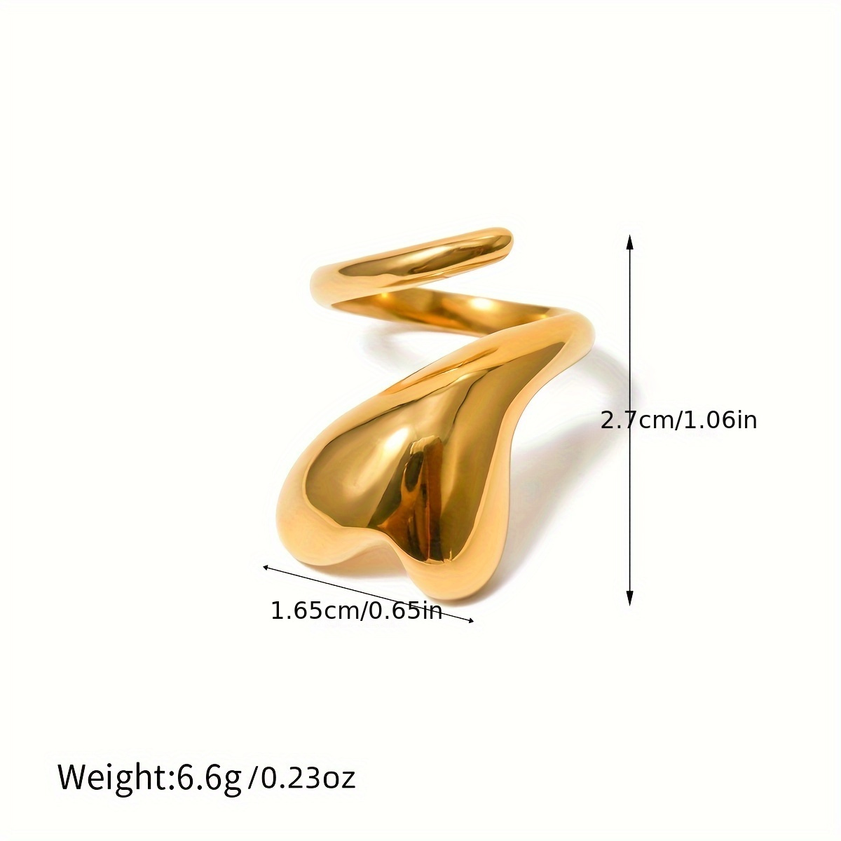 Heart Shaped Stainless Steel Twisted Open Ring