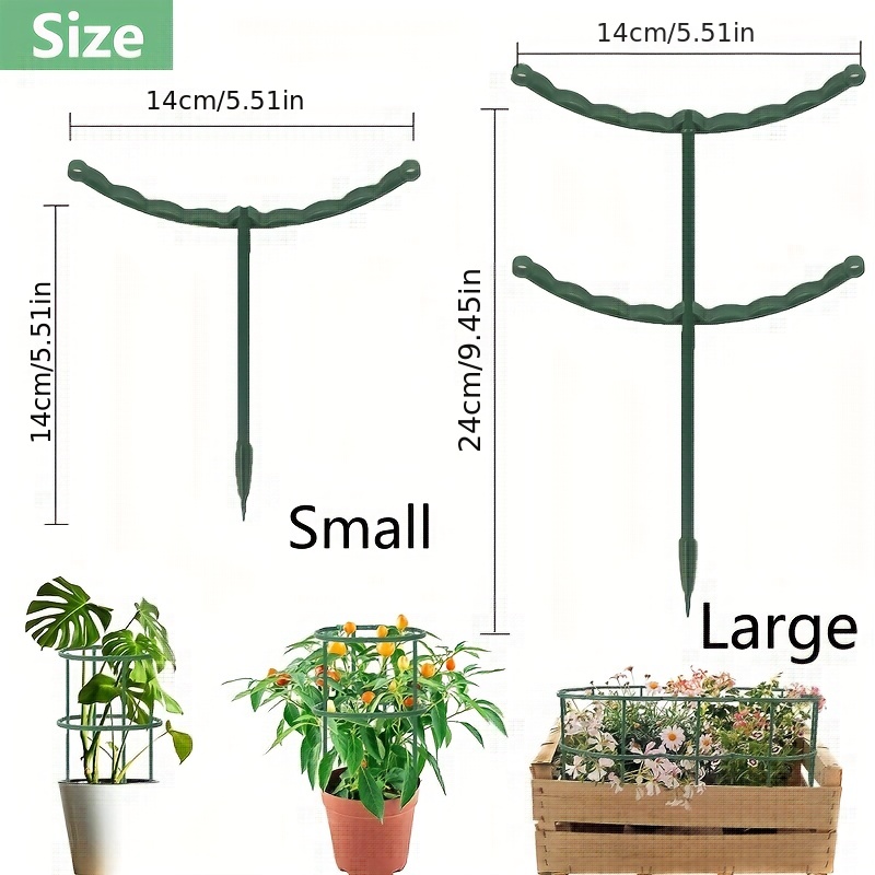 4 pairs plant support stakes peony cages and supports plant supports plant stakes for garden outdoor plants plant cages supports for flower tomato indoor plants half round ring plastic cage holder flower pot climbing trellis for small vegetable