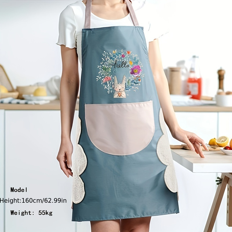 White Blue Kitchen Apron for Chefs Cooking Baking Cover Clothes