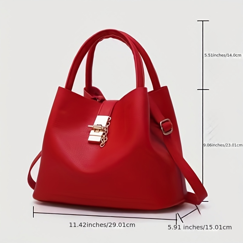 Minimalist Colorblock Bucket Bag, All-match Turn-lock Shoulder Bag, Women's  Classic Bag - Temu