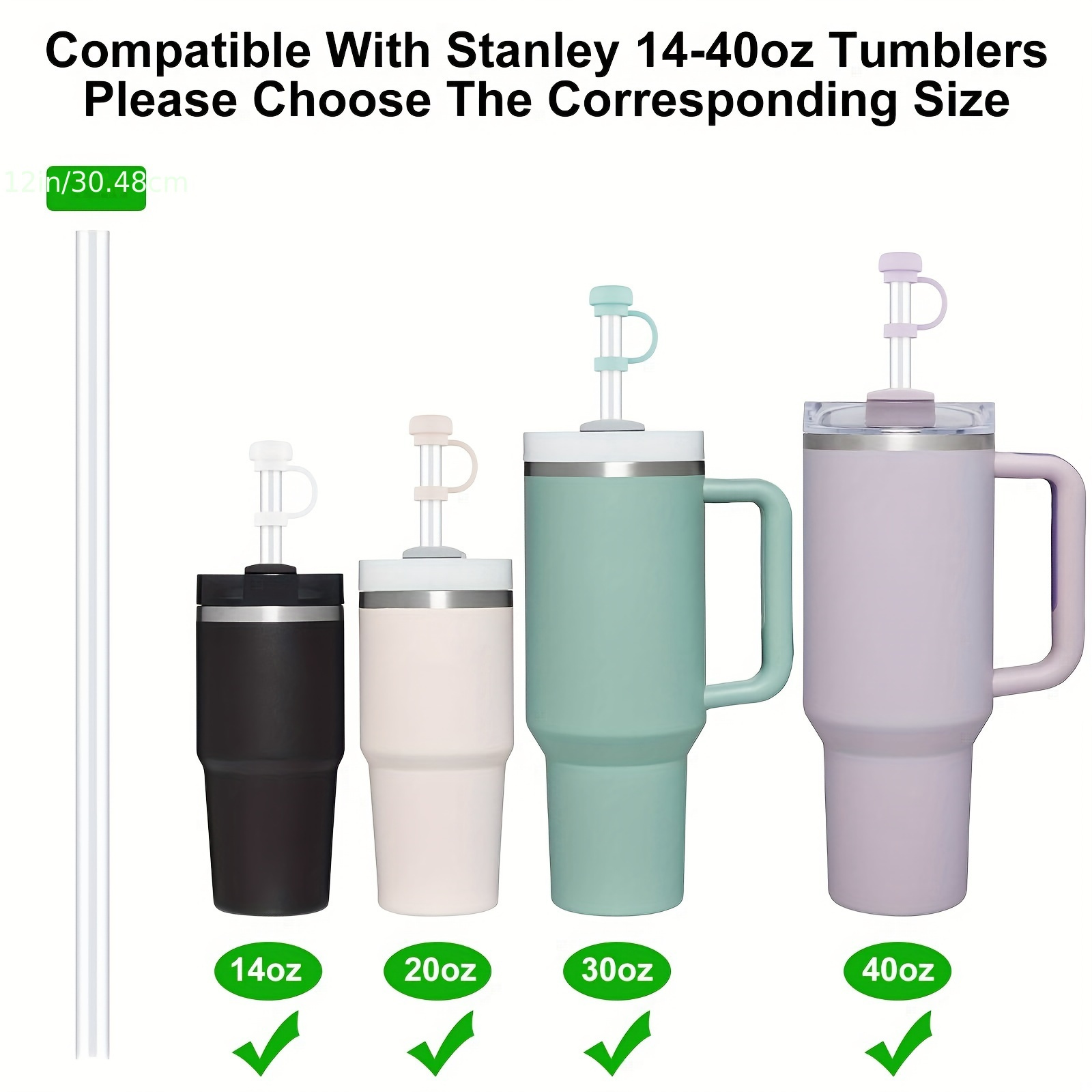  12 Pcs Christmas Straw Covers Cap for Stanley Cup 40 oz 30 oz  Tumbler with Handle, 9-10mm Reusable Straw Topper, Stanley Accessories Straw  Tip Covers for Kids Party Favor: Home & Kitchen