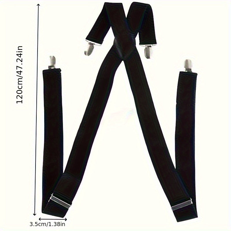 1pc Suspenders Men's Trousers 4 Clips Suspenders Elastic Shoulder Straps