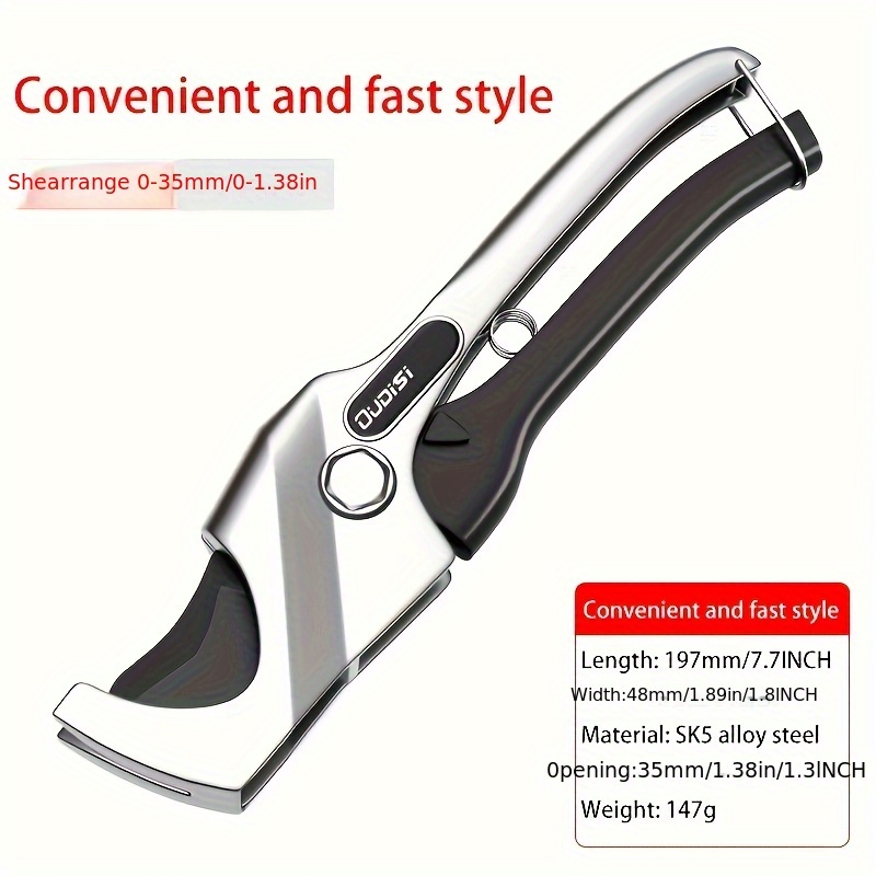 1 Oudisi Heavy-duty Pvc/ppr Pipe Cutter-fast Cutting Sharp Blade, Durable Tool, Easy To Cut Plastic And Water Pipes, No Folding, Black Handle