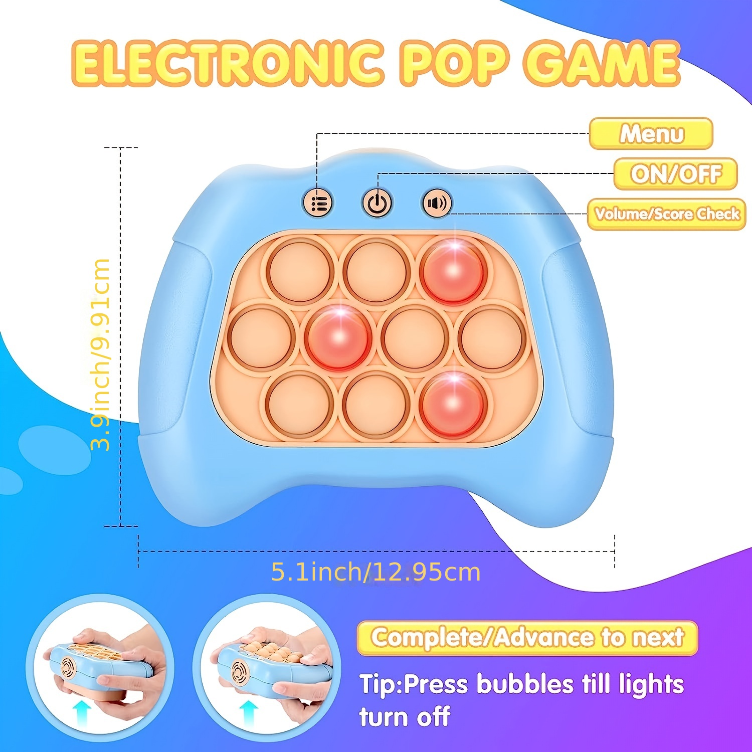 Pop Push it Game Controller, Bubble Sensory Fidget Toy, Electronic Whack  Mole Fidget Controller