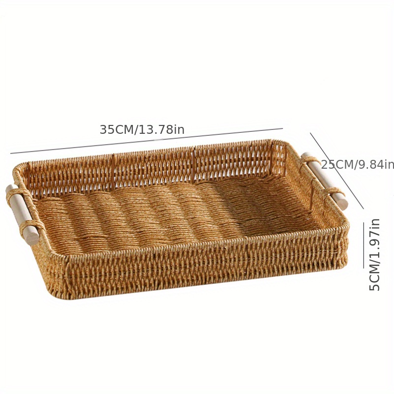 Handwoven Rattan Storage Basket Set Wicker Rectangular Basket for