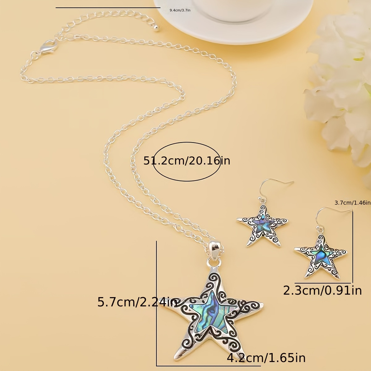 3pc Ocean Inspired Abalone Necklace and Earring Set