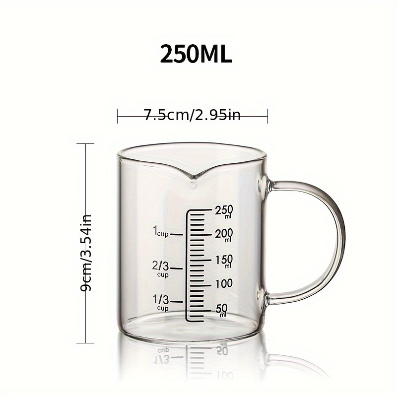 E-shop 1 Stück Hitzebeständiger Messbecher aus Glas mit Griff, Graduierte Messbecher für Milch und Saft, Transparenter Wasserbecher