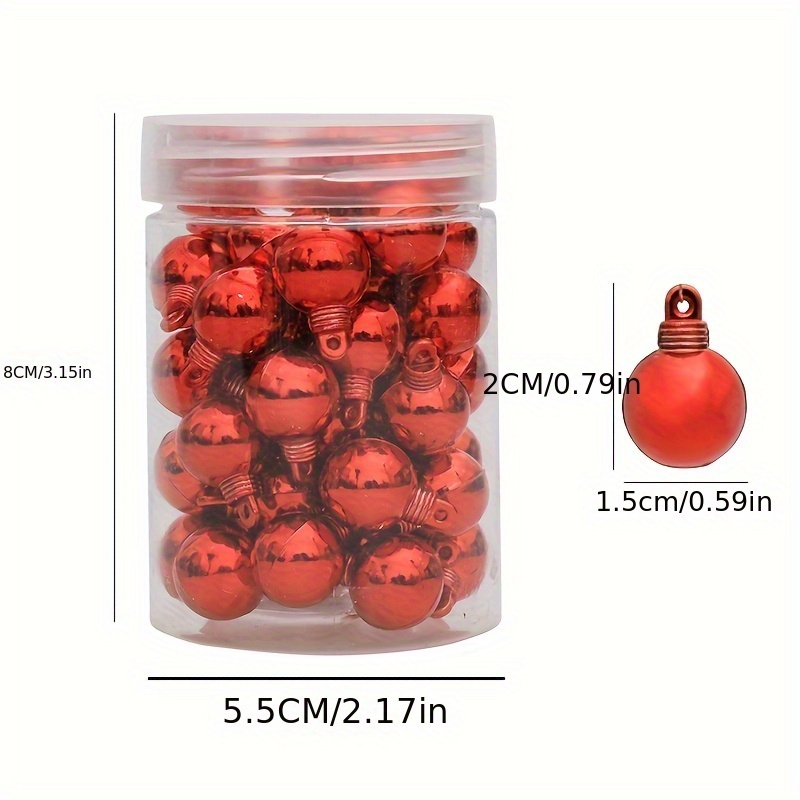 Image of 48 Christmas Balls 1.5cm Electroplated Smooth Christmas Mini Hanging Balls Christmas Tree Decorative Christmas Balls Mini Hanging Balls Christmas Tree Ornaments