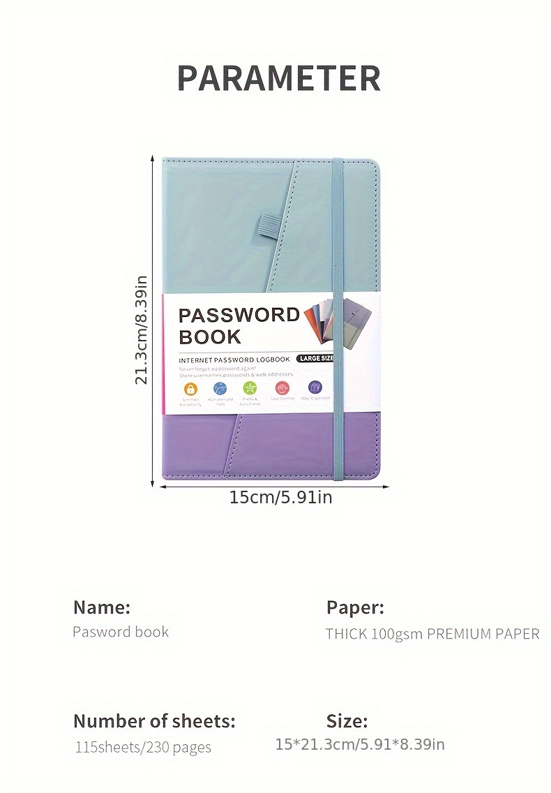 Large Size A5 Password Book with Alphabetical Tabs Internet