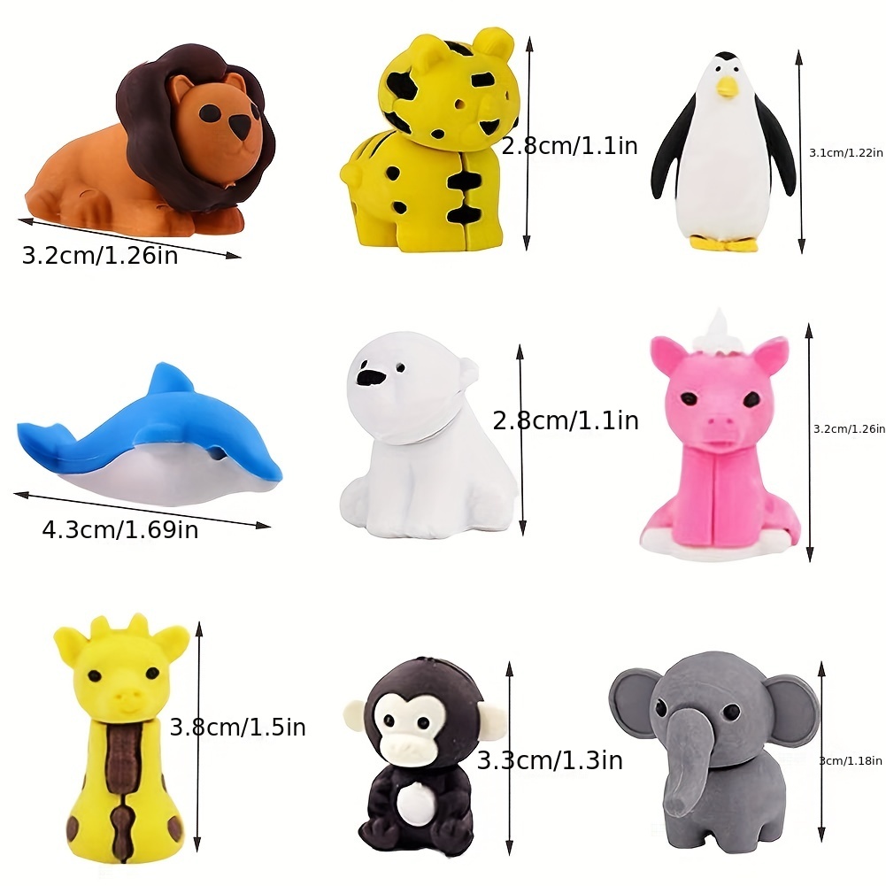 Pencil Erasers For Kids Bulk Toys Puzzle Animal Erasers 3d - Temu