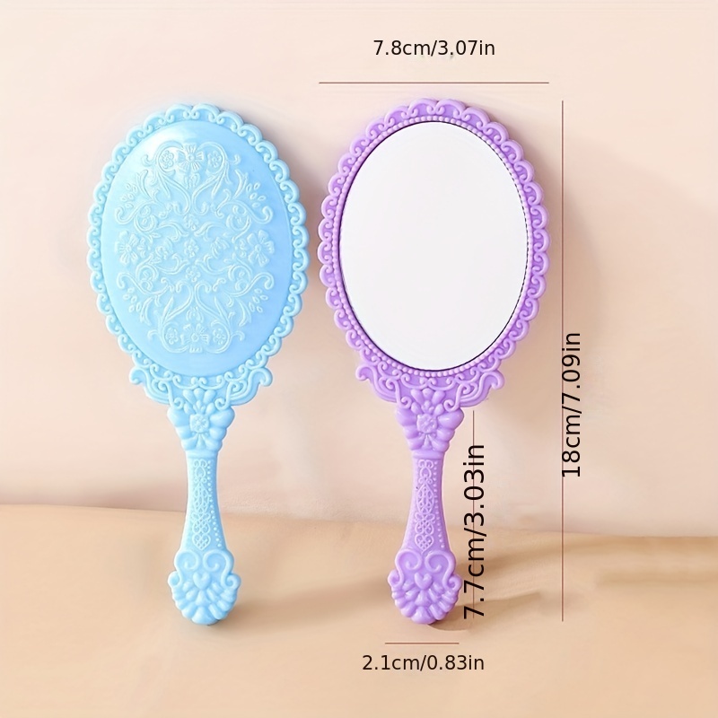 Espejo de mano vintage, retro, espejo de mano vintage, espejos de mano con  asa, espejos de mano de plástico para niños, bonito espejo compacto para