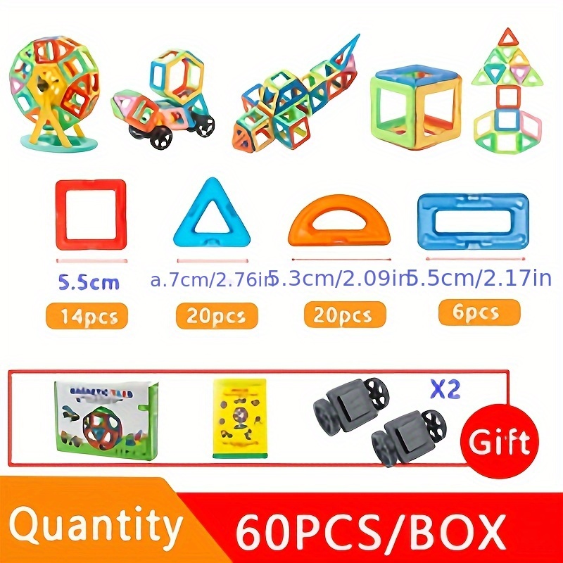 TEMU 46/60pcs Building Blocks, Diy Magnetic Toys, For Creative Learning Gifts, Birthday Toys
