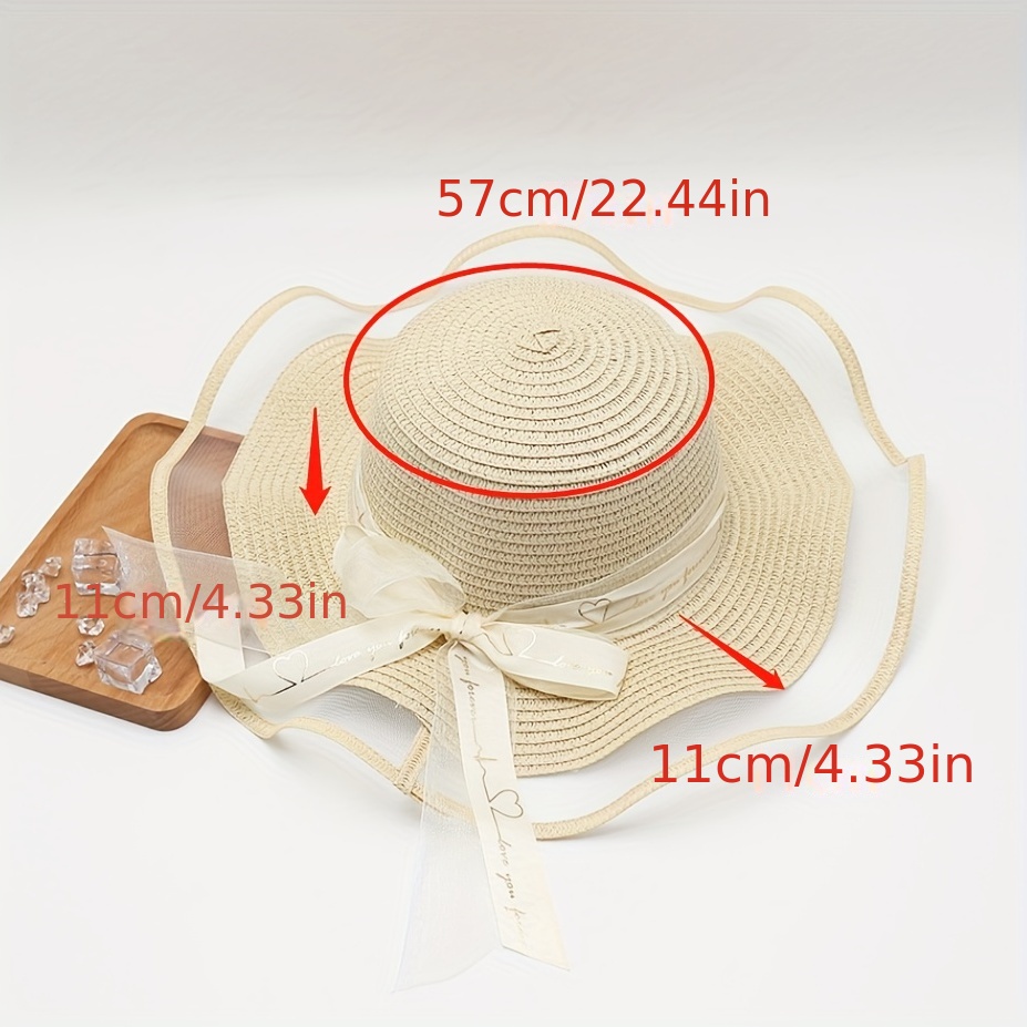 Bow Decor Wide Brim Sun Protection Straw Hat For Women Outdoor Shading  Fashion Round Top Straw Hat - Sports & Outdoors - Temu