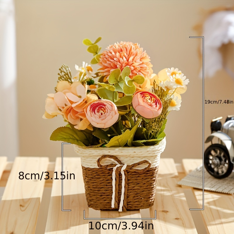 3 Pots Artificial Flowers And Small Potted Plants Can Be - Temu