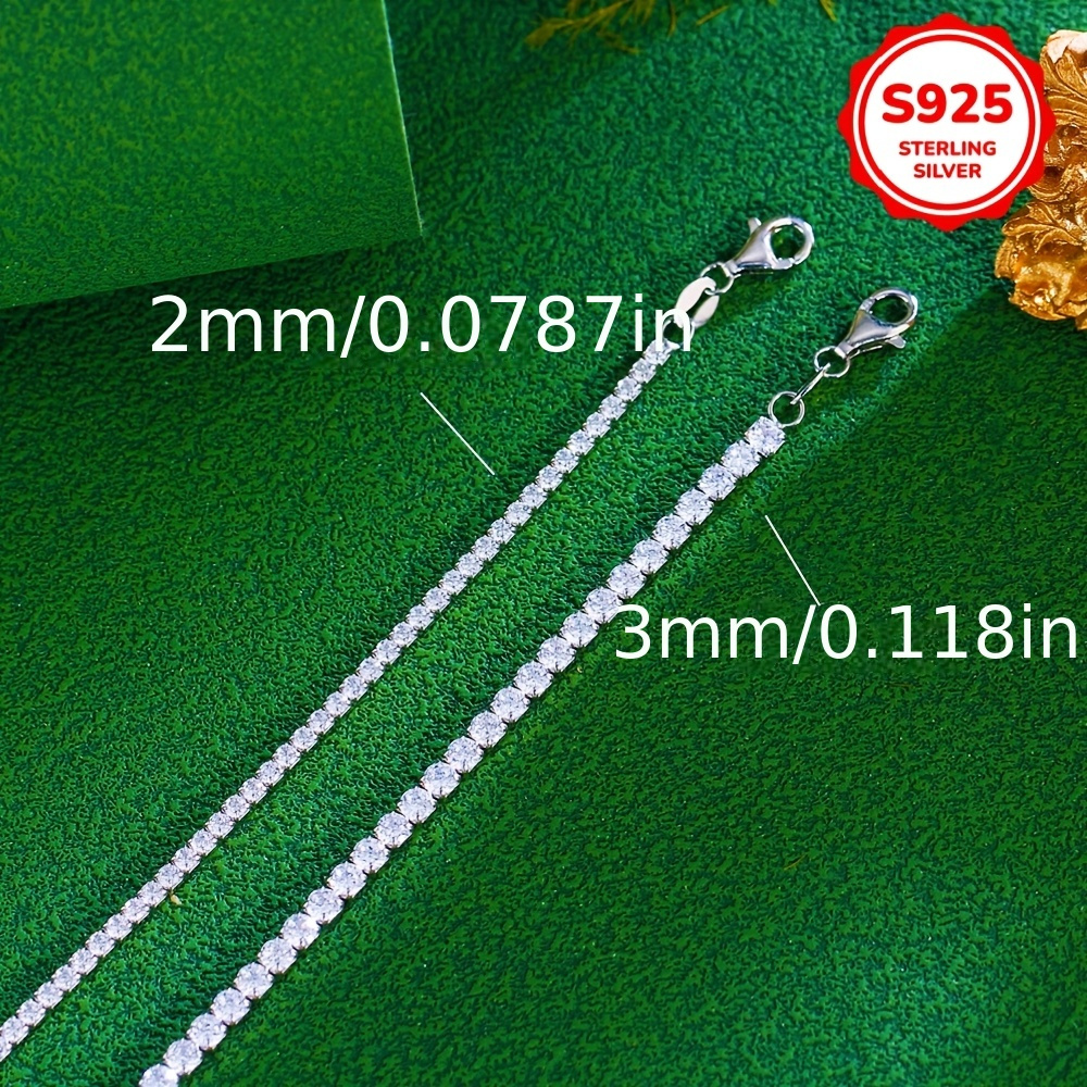 elegant 925 sterling silver tennis chain bracelet with synthetic cubic zirconia adjustable 2mm 3mm hypoallergenic glitter broken   design daily gift wear valentines day jewelry gift for women details 3