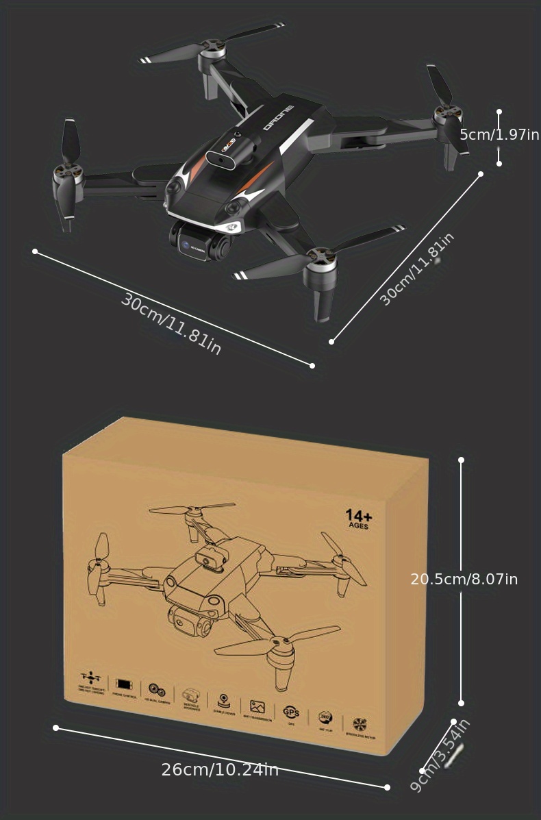 large obstacle avoidance drone hd dual cameras gps one key takeoff and return auto return high low speed switching headless mode orbit flight details 19