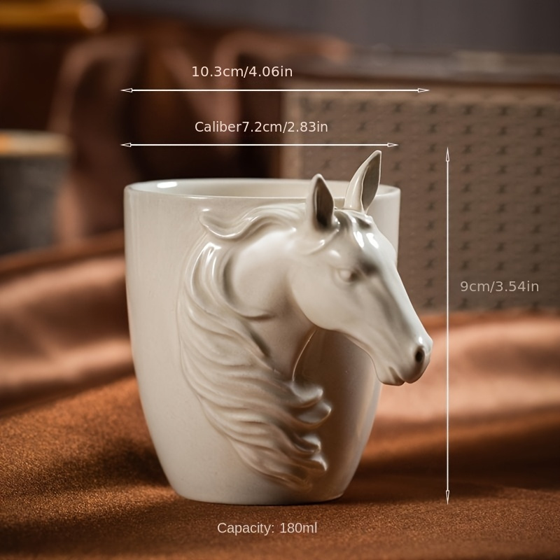 1pc Ceramic Espresso Cup, Lightweight Luxury With A Grass And Wood Ash Design, Featuring A 3d Animal Handle, Creative Personal Water Cup, 180ml/6oz