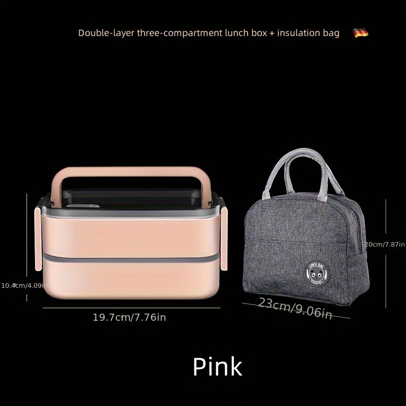 TEMU Insulation Lunch Box + Insulation Bag [304] Lunch Box Microwave Portable