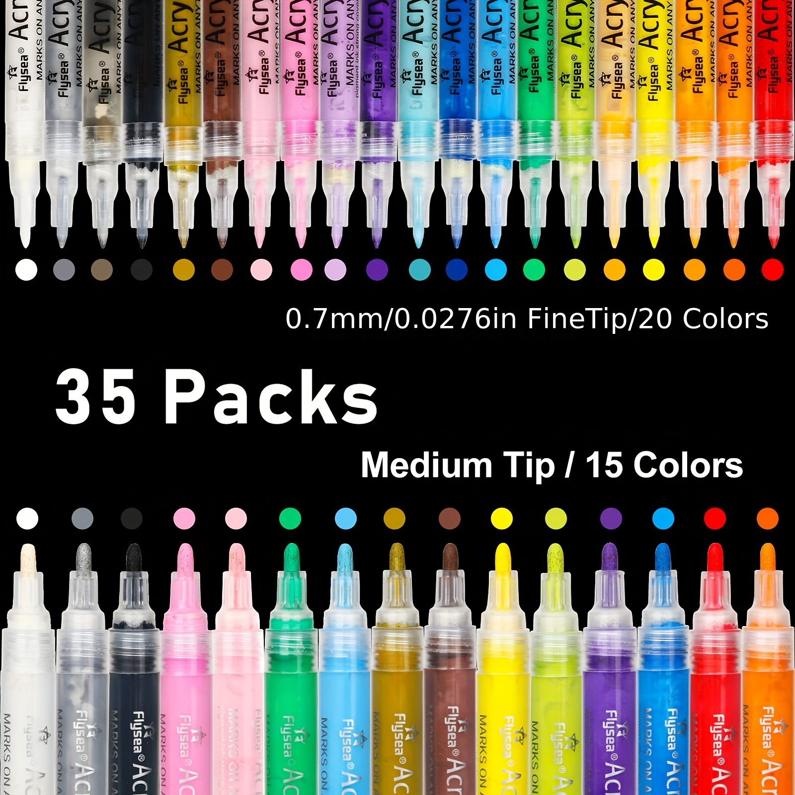 

35 Colors Premium Acrylic Paint Marker Paint Pens, Of Extra Fine And Medium Tip, For Rock Painting, Mug, Ceramic, Glass, Wood, Fabric, Canvas, Metal, Pumpkin, Diy Crafts Making Art