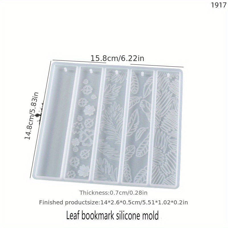 Bookmark Silicone Resin Mold Rectangle Leaves Texture Flower Shaped Epoxy Silicone Casting Molds Bookmark For Reading Book,3d Diy Making Handmade Decor Crafts