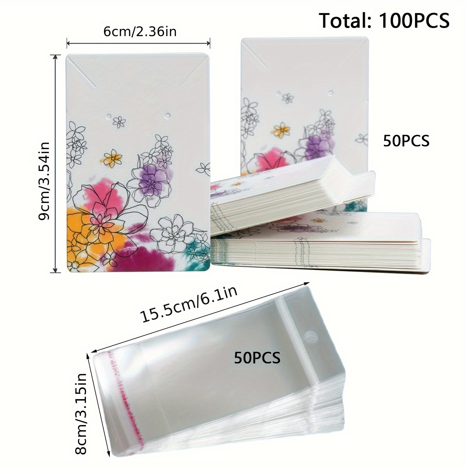 TEMU Ensemble de 100 cartes d' pour boucles d'oreilles avec sacs, parfait pour la création de bijoux et les accessoires d'emballage
