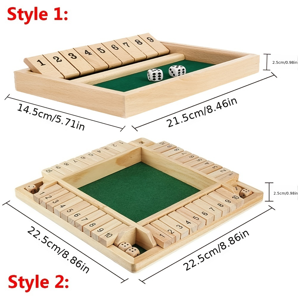  Eupboron Juego Shut The Box, juegos de dados de mesa de madera  para adultos y niños de 2 a 4 jugadores, clásicos familiares, versión de  mesa para aula, fiesta o pub 