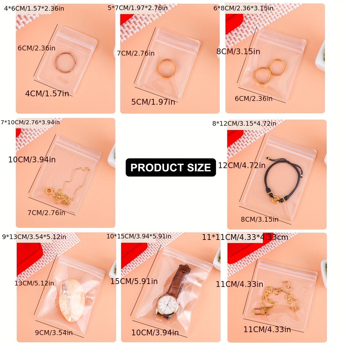 10 Sizes Anti oxidation Jewelry Storage Bags Pvc Transparent - Temu