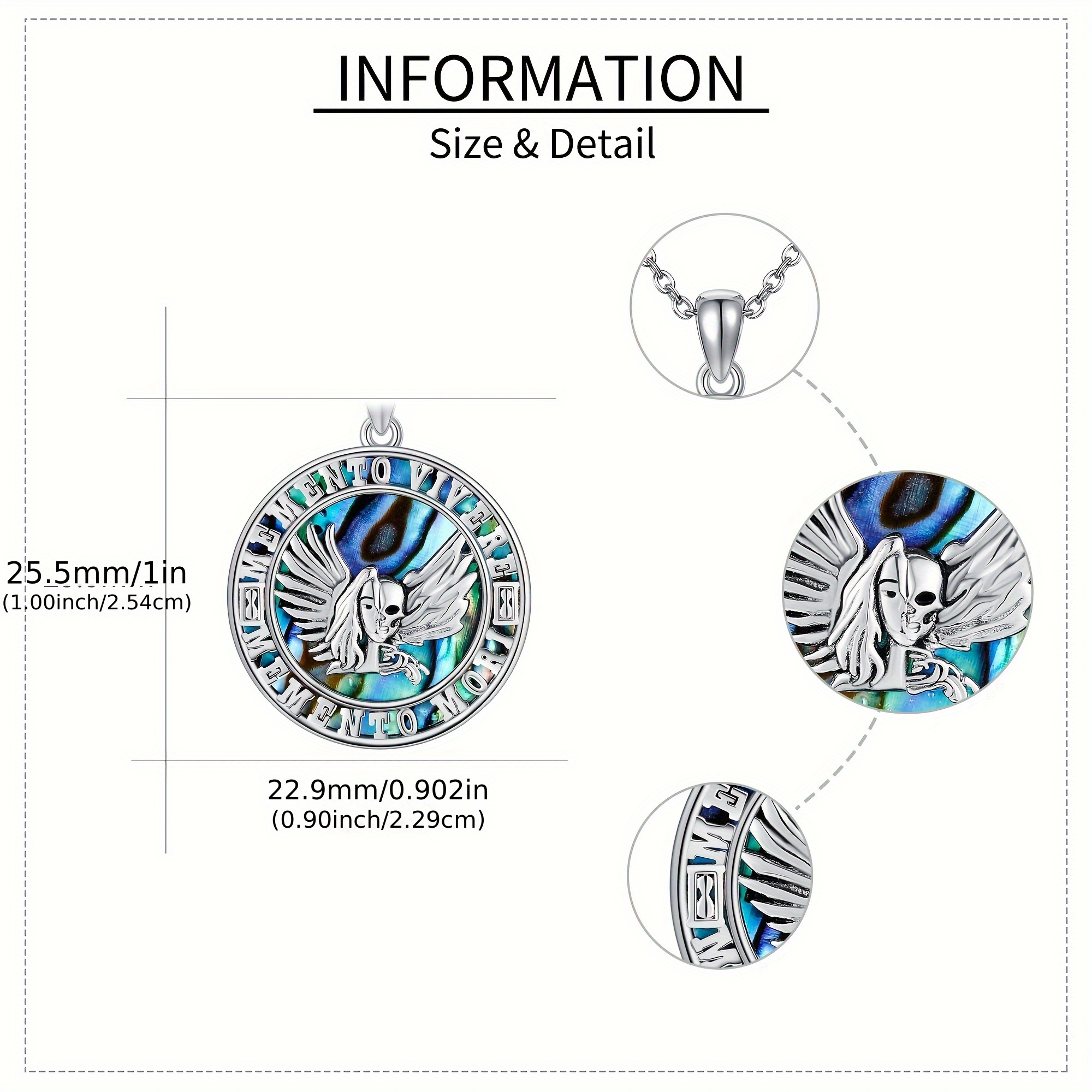 Women's 925 Sterling Silver Abalone Shell Skull Pendant Necklace