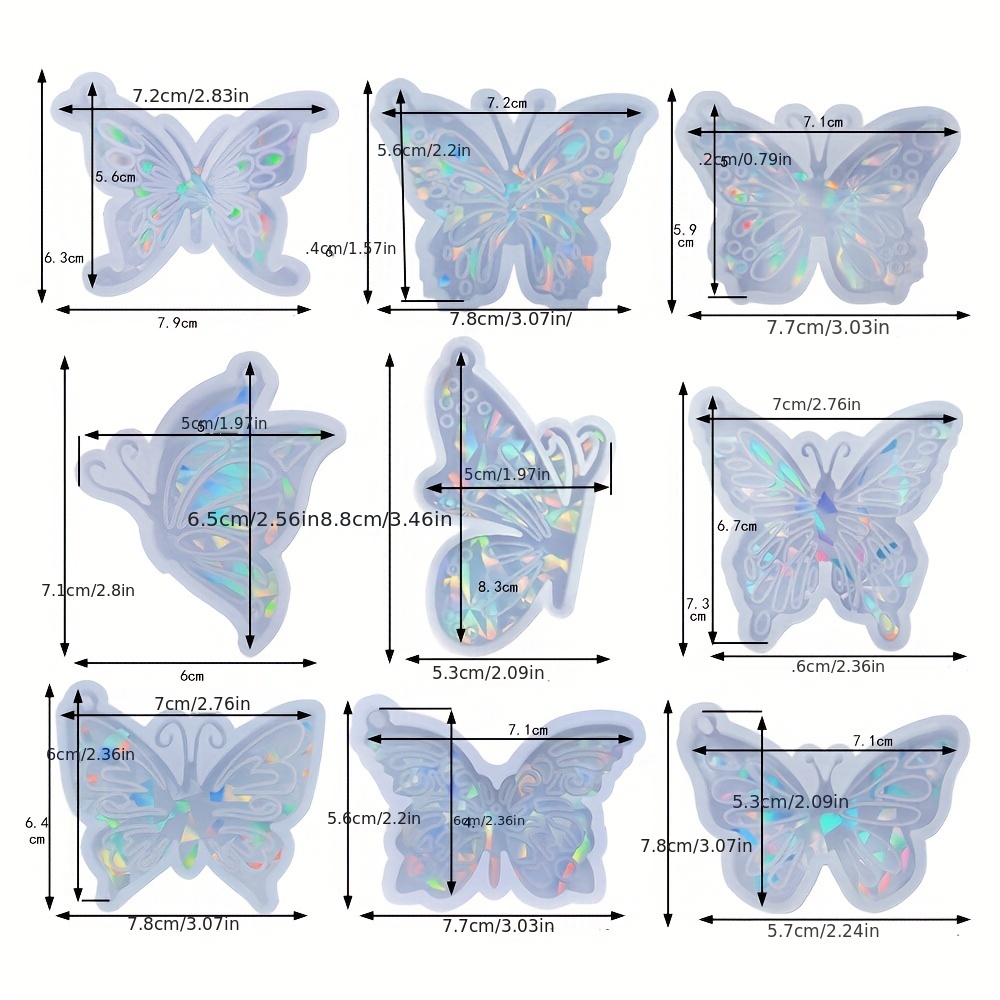 Holographic Resin Molds Silicone,3 Pcs Butterfly Ornament Resin  Molds,Upgraded Holographic Resin Butterfly Pendant Molds for Resin  Casting,Holographic