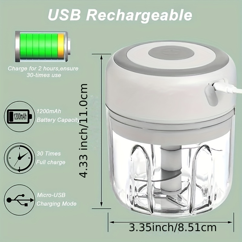 Triturador eléctrico de ajos, triturador de ajo con carga USB, triturador  de alimentos, trituradora de especias de vainilla, para cocina, picadora y