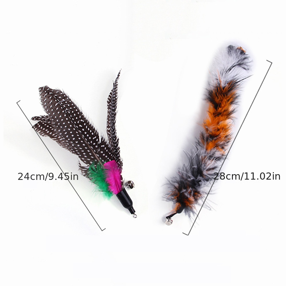 Feather Teaser Cat Toys, Interactive 2pcs Telescopic Rod Cat Teaser Stick  With 8pcs Cat Teaser Worm Feather Attachments And 1pc Plush Chewing Toy