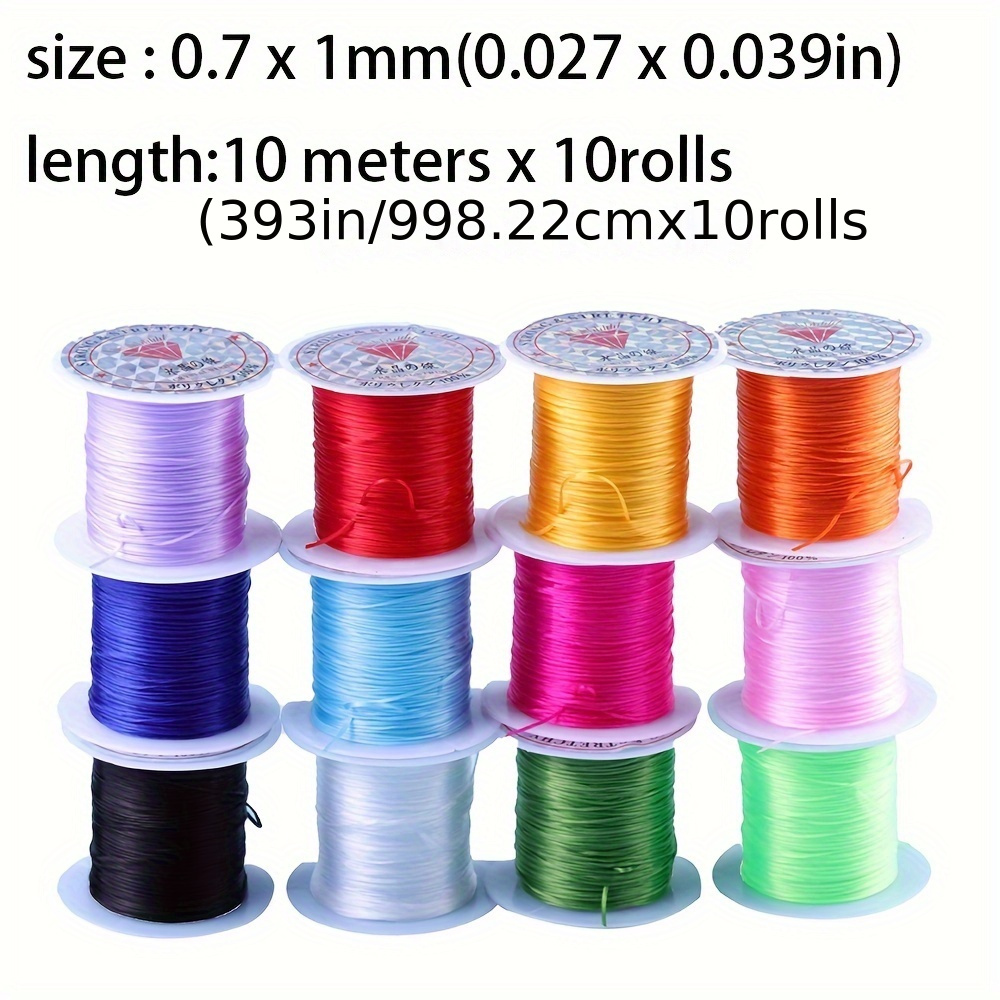 TEMU 12rolls Of 12colors 0.8mm String Stretchy Bracelet String String Bead Cord For Bracelet Necklace Jewelry Making 393.7inch