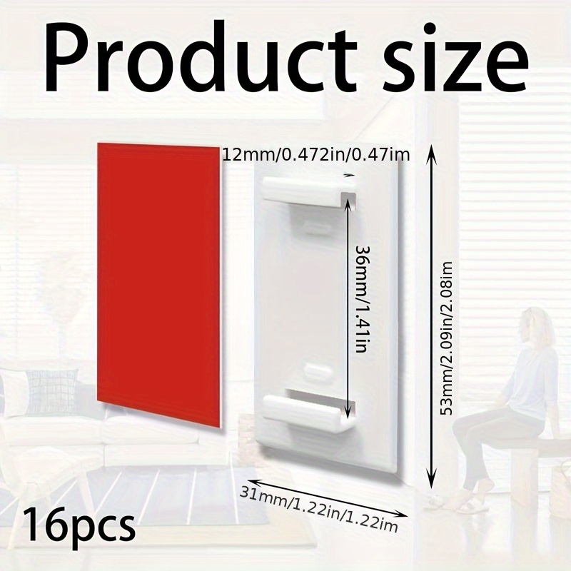 16pcs White Nail-free Roller Blind Bracket Additions Set, 8 Mounting Plates With 8 Red Adhesive Backings, Double Curtain Reinforcement Bracket, Bathroom Bedroom Installation