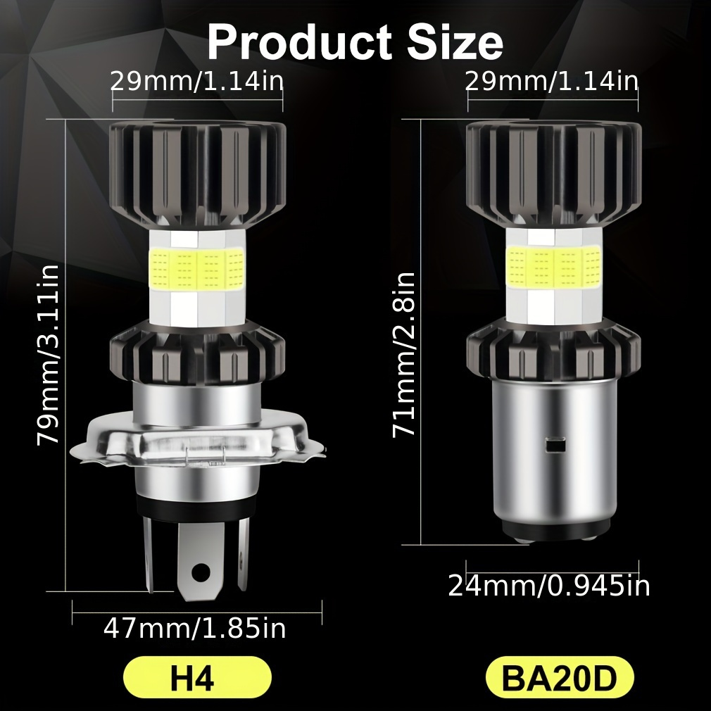 H4 Ba20d Led Motorcycle Headlight Bulb 11v 60v 6500k Moto - Temu