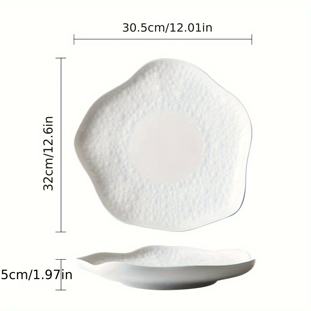 Image of 1pc Ceramic Fan Plate With Irregular Shape - Elegant Asymmetric Dish For Steak, Salads, Pasta, Desserts - For All Types Of Cuisines (modern For Special Occasion Or Everyday Dining)