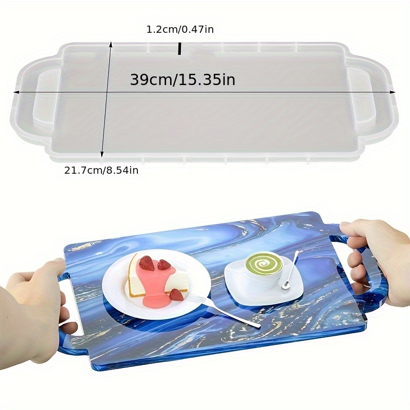 Image of A Silicone Mold For A Handle Tray, Designed For Making Rectangular Epoxy Resin Trays, Suitable For Cup Fruit Trays, , And Decor, Perfect For Family Displays And Party Supplies