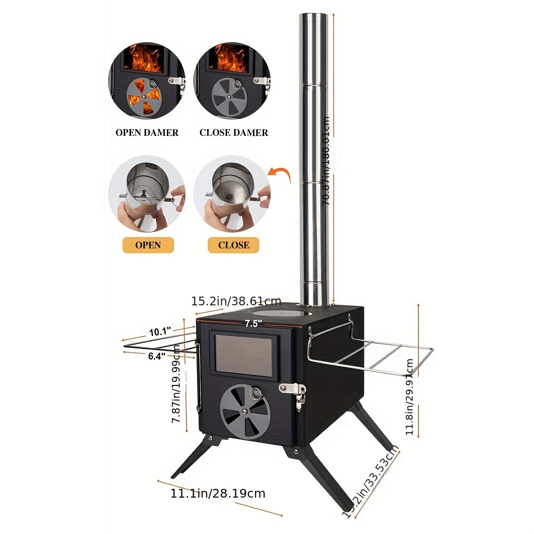 Stufa Tenda In Acciaio Carbonio 403 1 Pezzo, Stufe A Legna