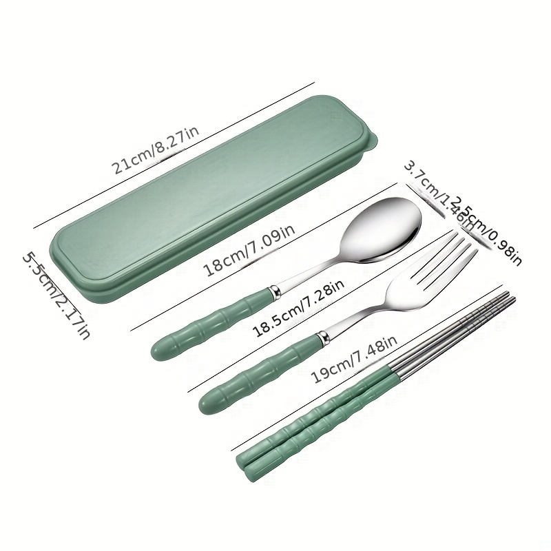 Portable Tableware Set With Box, Stainless Steel Reusable Utensils Suitable  For Lunch, Camping, School, Picnic, Workplace Travel, Lunch Box With Fork,  Spoon And Chopsticks - Temu