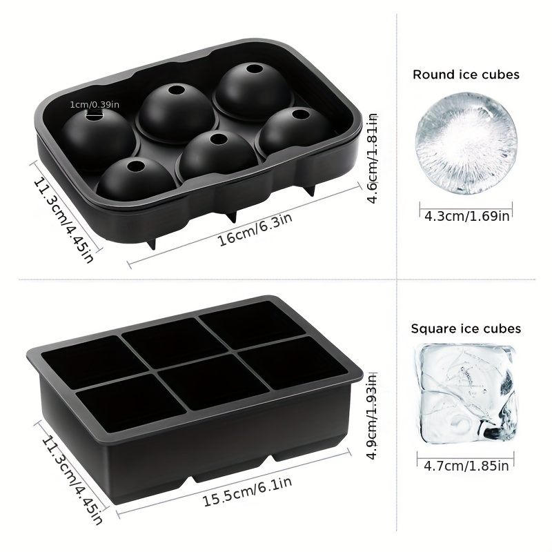 2PACK Ice Maker Large Cube Square Tray Molds Whiskey Ball Cocktails Silicone  Big