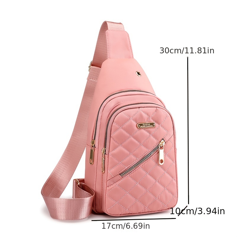 Quilted Sling Bag Solid Chest Bag Adjustable Strap