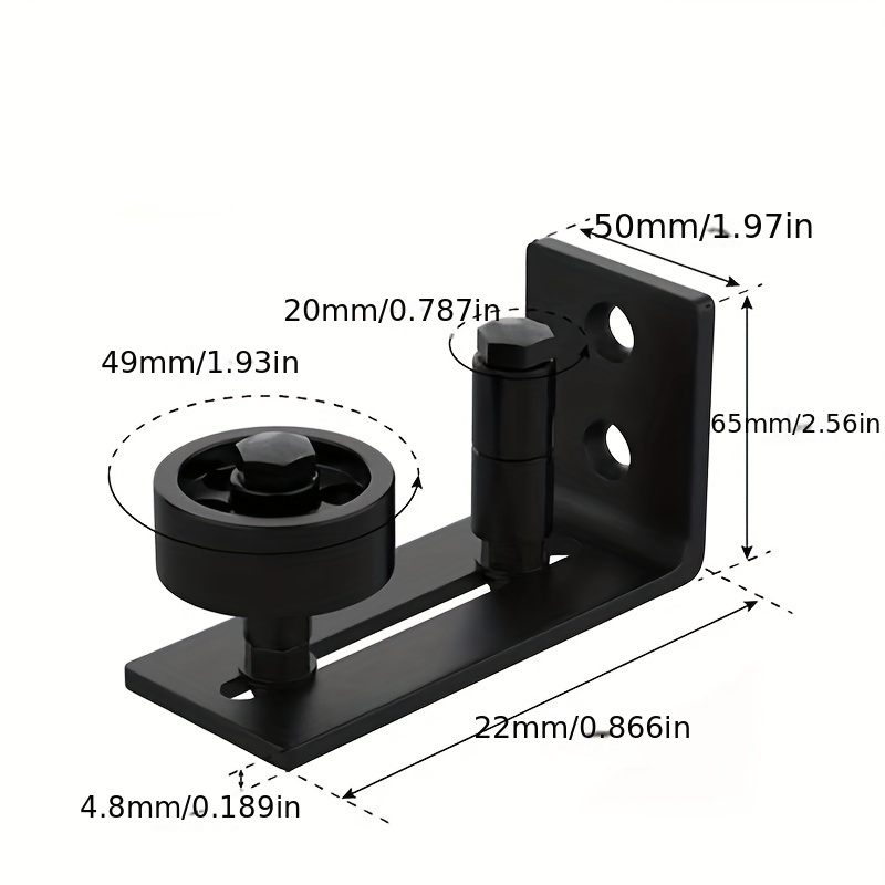 Quiet Sliding Barn Door Bottom Guide - Adjustable, Floor Roller With , , Black