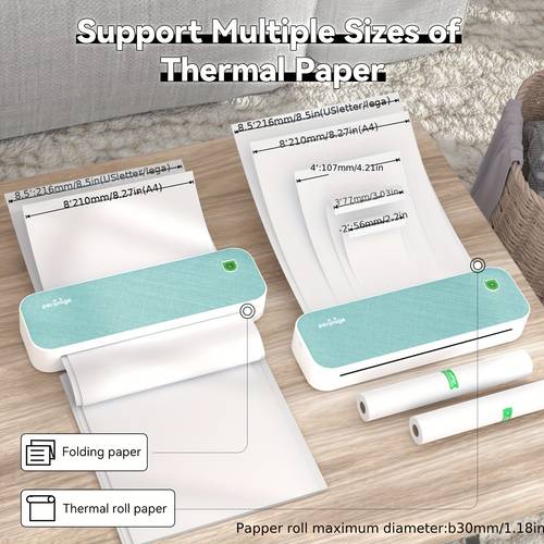 portable travel printer wireless thermal printer tattoo printer supports 8 5x11 us letter and a4 thermal paper tattoo paper compatible with and ios phones and laptops