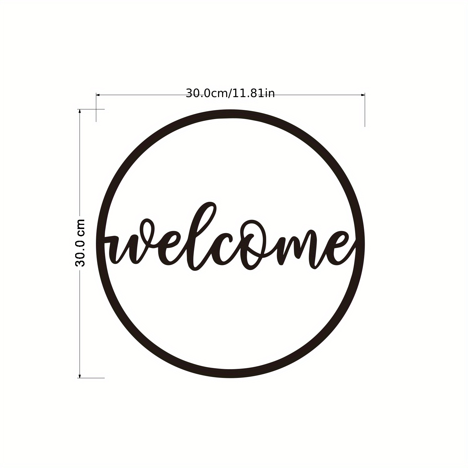 Image of 1pc, 12x12in Welcome Round Metal Wall Sign Metal Home Decor Sign Decorative Front Door Hanger Accent Metal Art Wall Sign Entrance Decor
